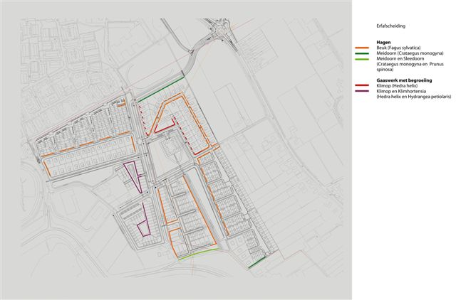 een tekening hoe de eenheid in erfafscheidingen te waarborgen